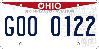 OH license plate GOO0122