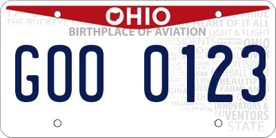 OH license plate GOO0123