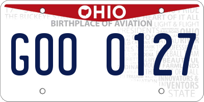 OH license plate GOO0127