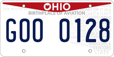 OH license plate GOO0128