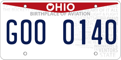 OH license plate GOO0140