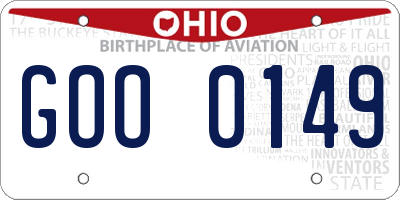 OH license plate GOO0149