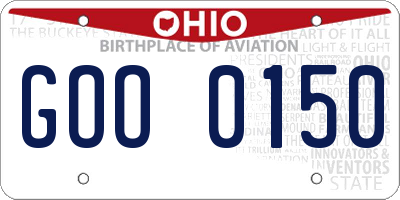 OH license plate GOO0150