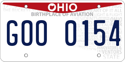 OH license plate GOO0154