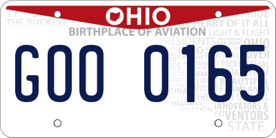OH license plate GOO0165