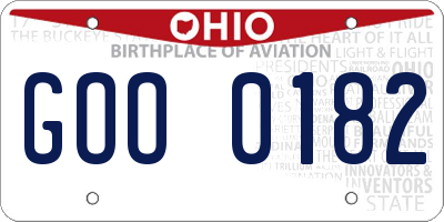 OH license plate GOO0182