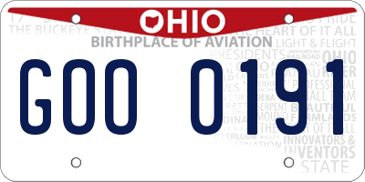 OH license plate GOO0191