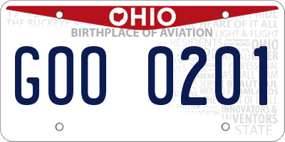 OH license plate GOO0201