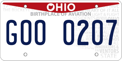 OH license plate GOO0207