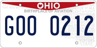 OH license plate GOO0212