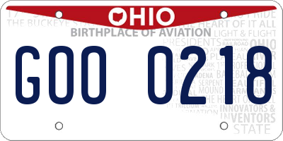 OH license plate GOO0218