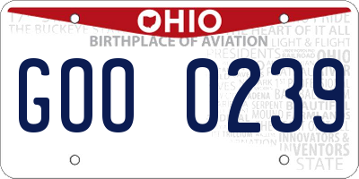 OH license plate GOO0239