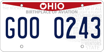 OH license plate GOO0243