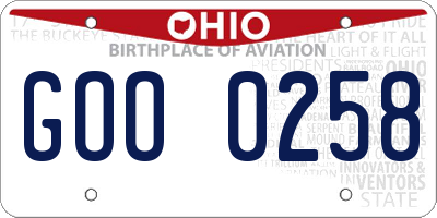 OH license plate GOO0258