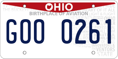 OH license plate GOO0261