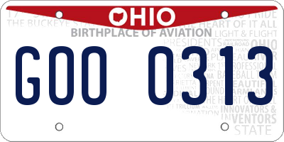 OH license plate GOO0313
