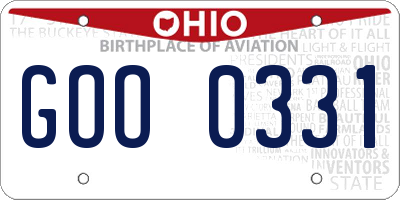 OH license plate GOO0331