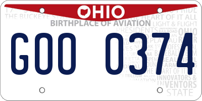 OH license plate GOO0374