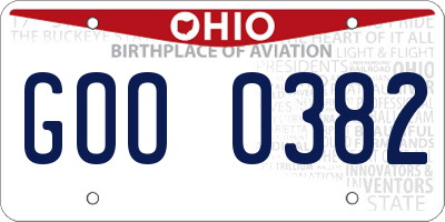 OH license plate GOO0382