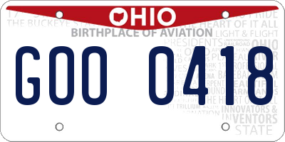 OH license plate GOO0418