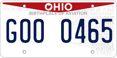 OH license plate GOO0465