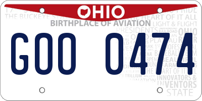 OH license plate GOO0474