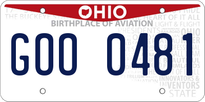 OH license plate GOO0481
