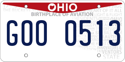 OH license plate GOO0513