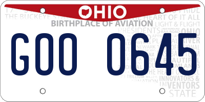 OH license plate GOO0645