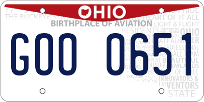 OH license plate GOO0651