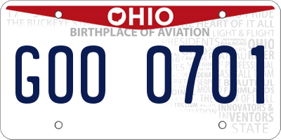 OH license plate GOO0701