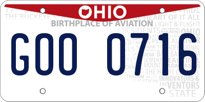 OH license plate GOO0716