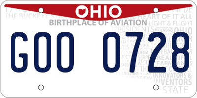 OH license plate GOO0728