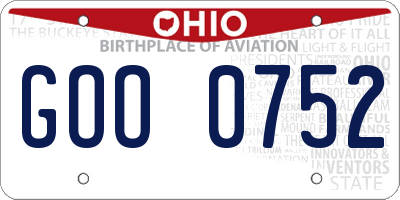 OH license plate GOO0752