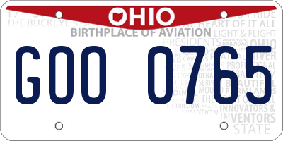 OH license plate GOO0765