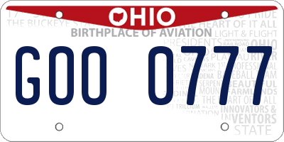 OH license plate GOO0777