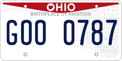 OH license plate GOO0787