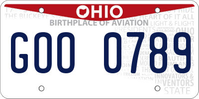 OH license plate GOO0789