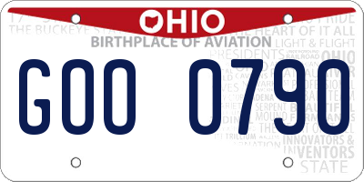OH license plate GOO0790