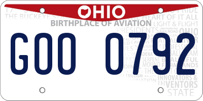 OH license plate GOO0792