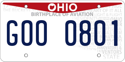 OH license plate GOO0801