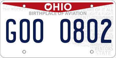 OH license plate GOO0802
