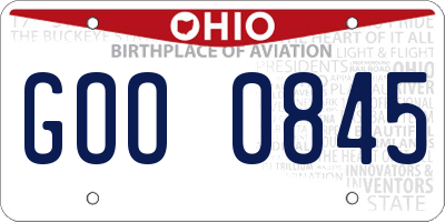 OH license plate GOO0845