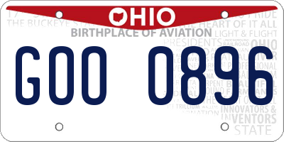 OH license plate GOO0896