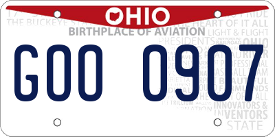 OH license plate GOO0907