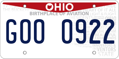 OH license plate GOO0922