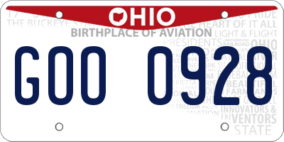 OH license plate GOO0928