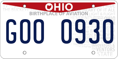OH license plate GOO0930