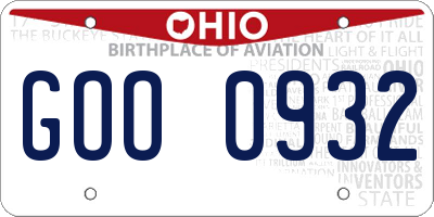 OH license plate GOO0932