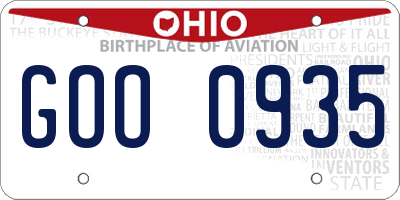 OH license plate GOO0935